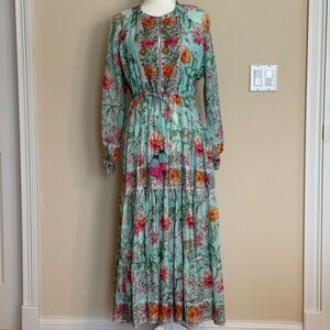 Elegant Floral Long Sleeve Maxi Dress